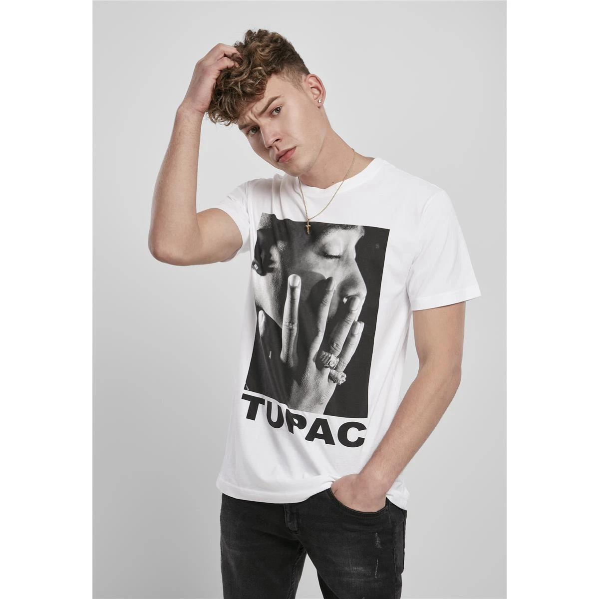 Mister Tee Tupac Profile Tee T-Shirt Rapper 2PAC Amura Shakur White Round Neck