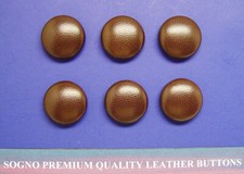 Set of 6 MADE IN USA 21 mm medium dark brown #3 genuine leather covered buttons