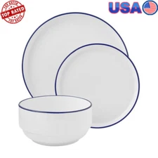 12 Piece Stoneware Dinnerware Set Microwave Dishwasher Safe Modern Design New