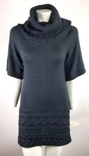 XXI Knit Sweater Dress Size S Dark Gray Short Sleeve Cowl Neck Slip On