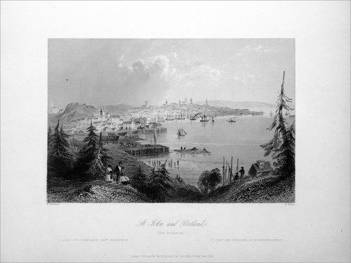 CANADA (NOUVEAU-BRUNSWICK; ancienne ACADIE)- SAINT-JOHN et PORTLAND -Gravure 19e - Imagen 2 de 2