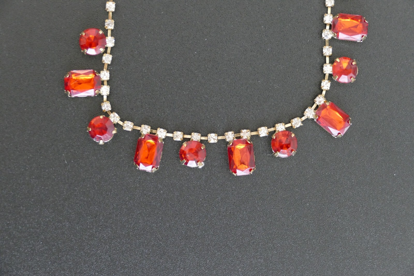 Necklace with Red Circular and Rectangular  Stones - image 2