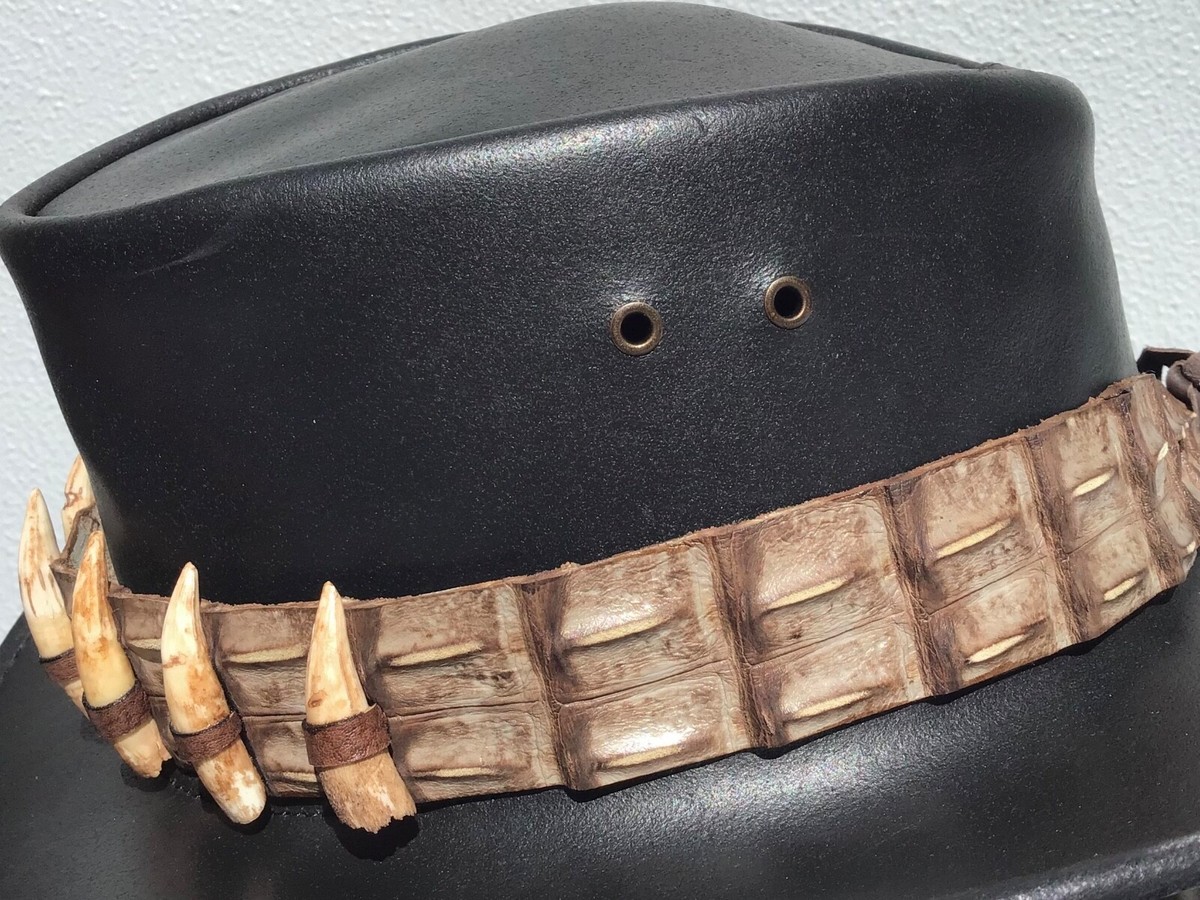 Genuine Crocodile leather hatband Adjustable 7 real teeth Dundee