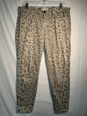 Current Elliott Womens Size 29 Cropped Skinny Ankle Animal Print Stretch Jeans