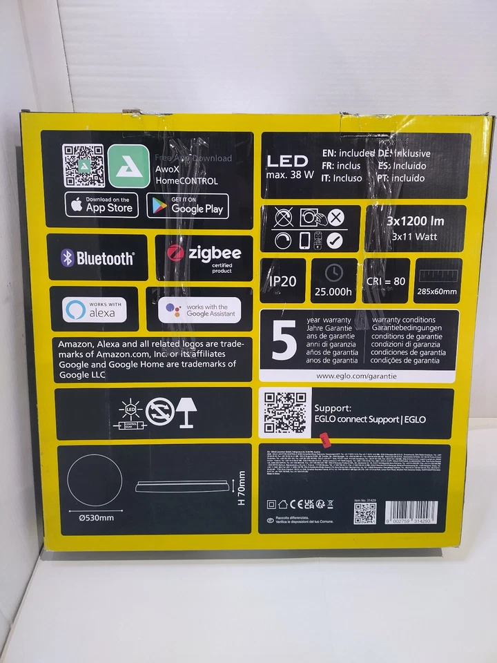 EGLO Connect-Z smarte Deckenlampe mit Stern-Effekt Ø53cm CCT RGB EEK:E (Sp. A-G) - Bild 4 von 4