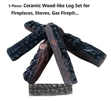 5p Ceramic fiber Wood-like Logs for Gas firepit Ethanol&electric fireplace Stove