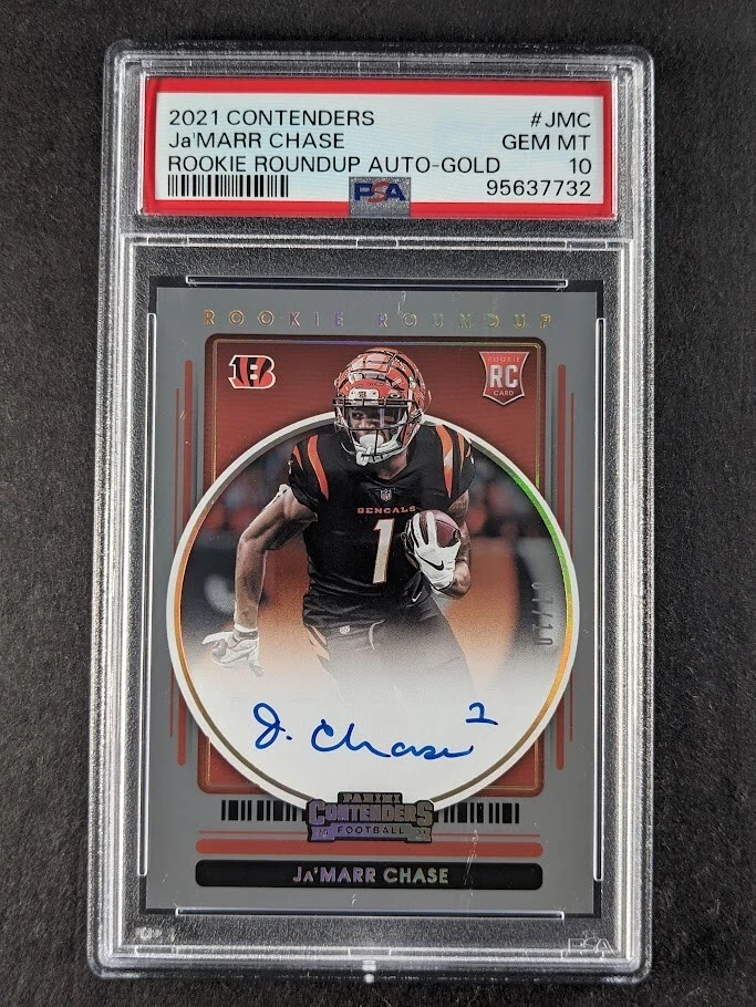 JaMarr Chase Panini Contenders Rookie Roundup Autographs #JMC Gold