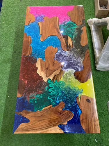 Custom Order Epoxy Table, Multi Colour Resin Epoxy Table Wooden Table with Stand - Picture 2 of 9