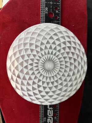 4 inch round selenite charging plate kaleidoscope illusion