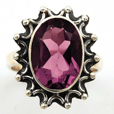5CT Natural Amethyst 925 Solid Genuine Sterling Silver Ring Sz 7 @B19-9