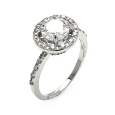 Sterling Silver Engagement CZ Stones Ring, 7 mm 1.25ct Brilliant Cut Center CZ