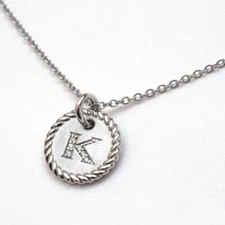 DAVID YURMAN Cabled Round Initial K 18" Necklace in White 18K & Gold Diamond