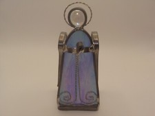 Vintage Stained Blue Glass Praying Angel  Candle Holder Tea Light 5.25   VGC 