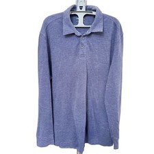 UNTUCKit Dao Polo Shirt Mens XL Reg Fit Navy Blue Long Sleeve Cotton Preppy