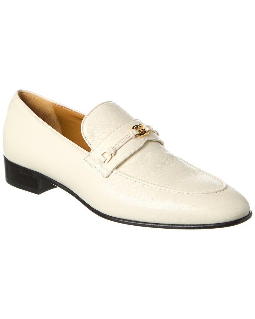 Женские мокасины из натуральной кожи Gucci Horsebit Interlocking белый 39 148090₽