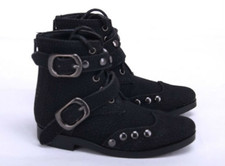1/3UncleSD17 ID75 BJD PUNK Shoes Leather Pointed-toe Boots with Rivets Black DZ