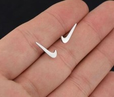 Nike Swoosh Earrings - Silver - Stud Earrings - Butterfly Backing - Checkmark