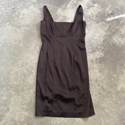 Calvin Klein Dress Womens Size 8 Chocolate Brown Satin Stretch Evening Cocktail