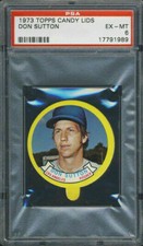 1973 Topps Candy Lids Don Sutton PSA 6 Los Angeles Dodgers HOF
