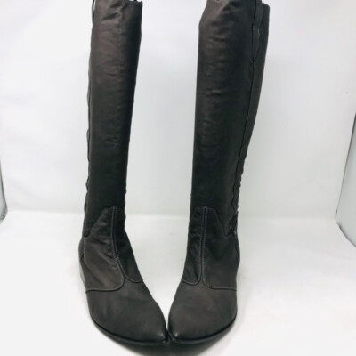 Gianni Barbato 38 Brown Leather Knee High Pointed Toe Boots 2400