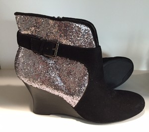 glitter wedge boots