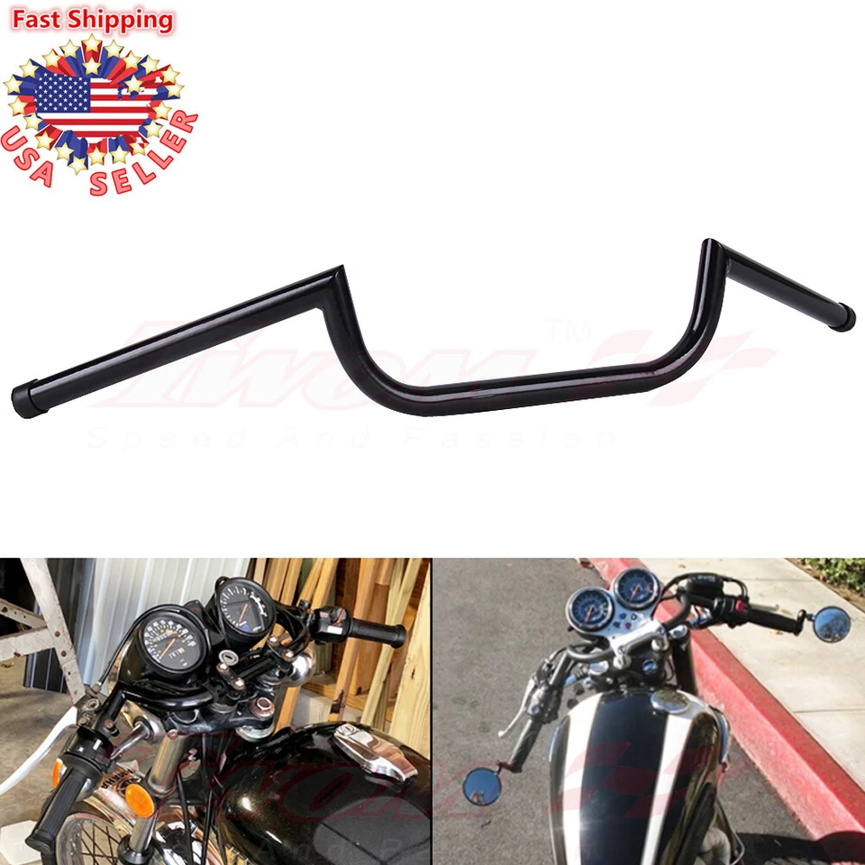 7/8" Black Cafe Racer Clubman Custom Handlebars Bars CB GS XS XT 450 500 600 750 - Image 3 of 4