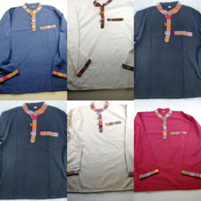 Hippie Shirt Festival Cotton Kurta Grandad Handmade Casual Nepal bhutani LS