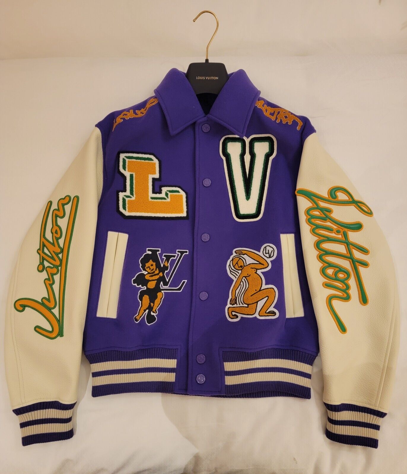 Louis Vuitton Purple and White Varsity Jacket