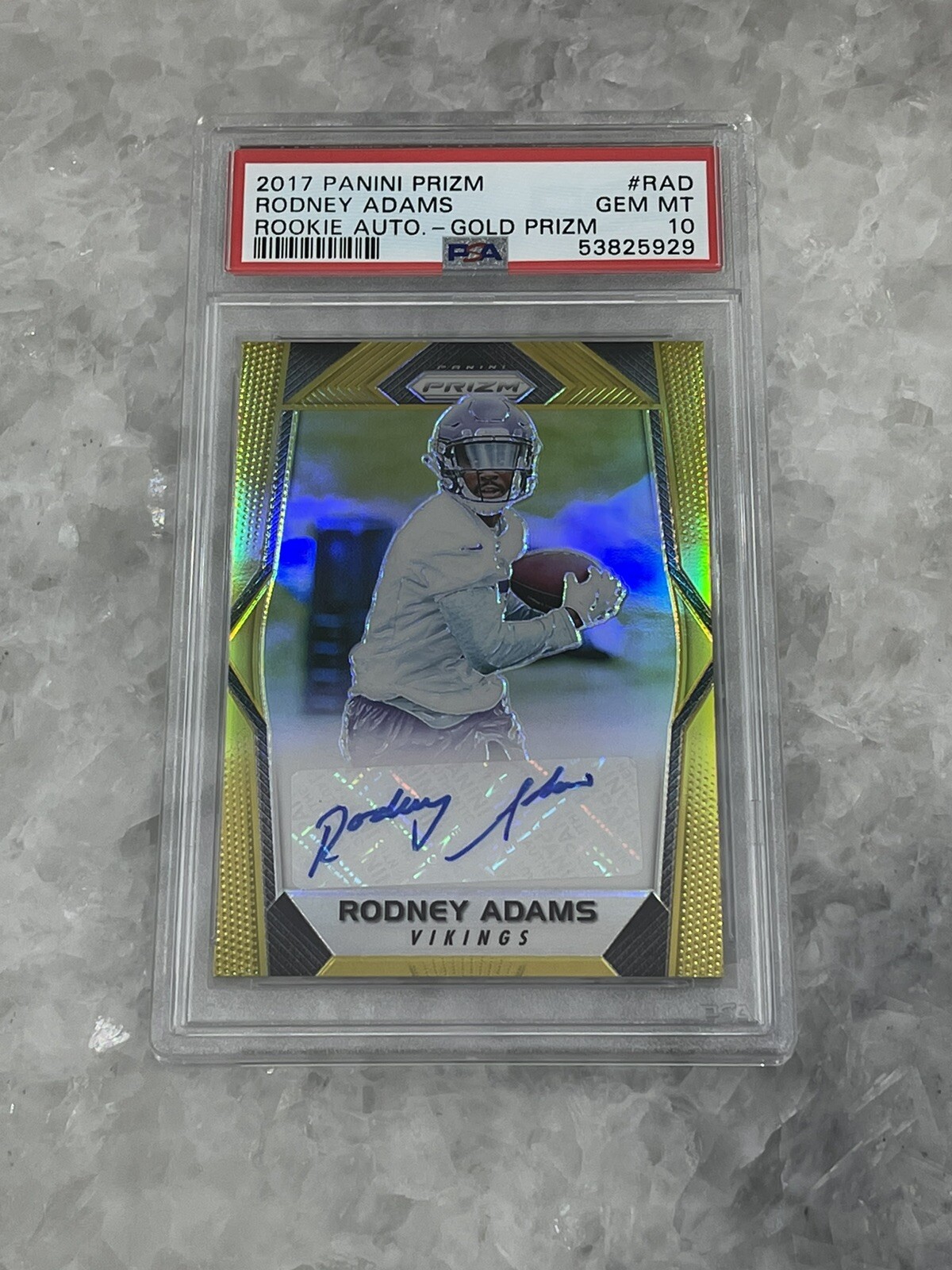 2017 Panini Prizm Rodney Adams Rookie Autograph Gold Prizm 9/10 PSA 10 Gem Mint