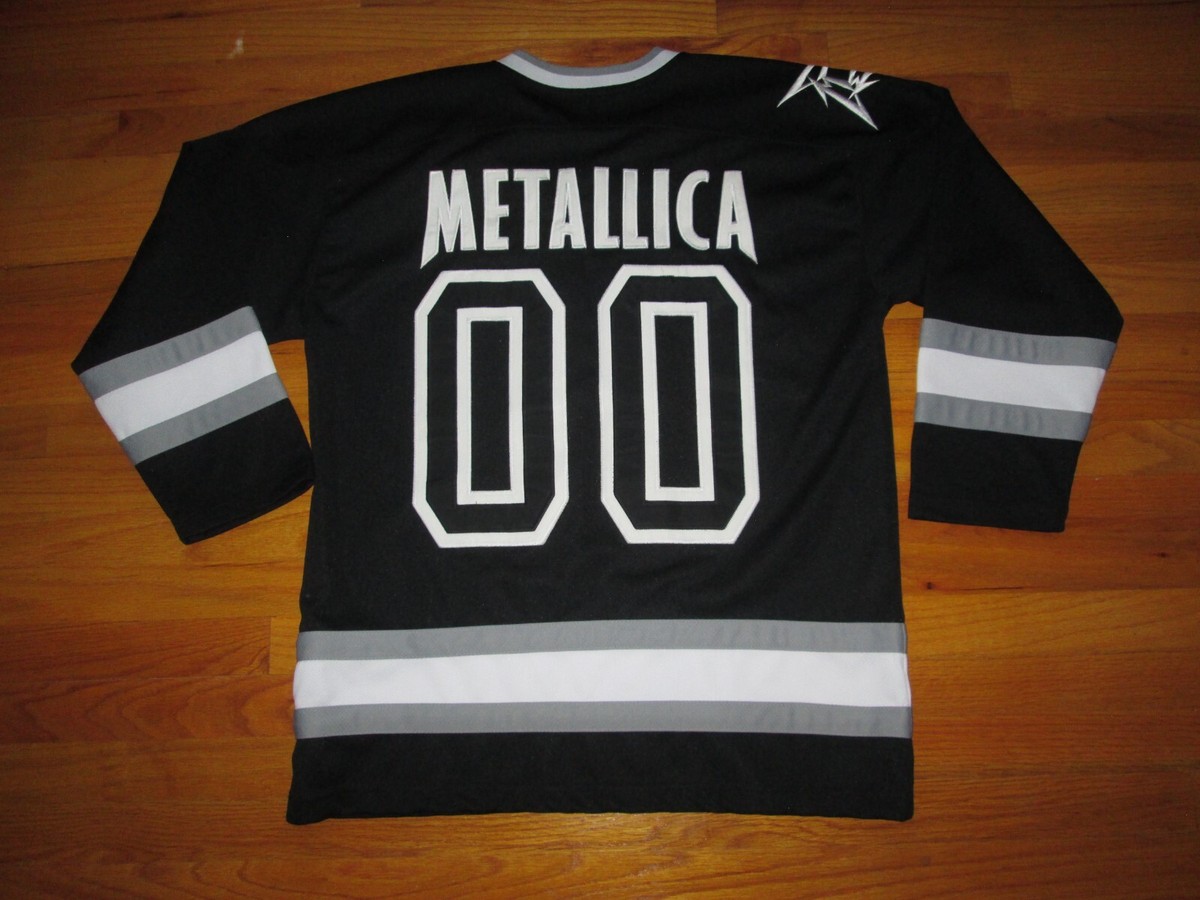 METALLICA Vtg y2k 2000 Push Head Flamming Skull Hockey Jersey t