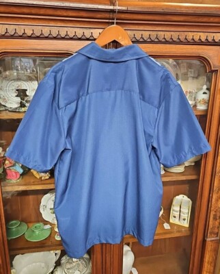 George Mens Shirt M (38-40) Blue Retro Style Short Sleeve Button
