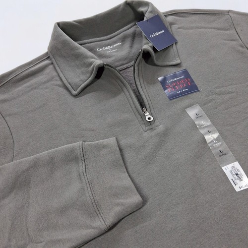 Pull Homme Croft & Barrow Gris Fair Isle - Zip 1/4, Coton, Taille S, Neuf Avec étiquette