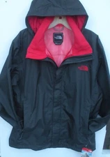 THE NORTH FACE MENS RESOLVE  HOODED JACKET -AR9T- ASPHALT GREY /  RED- M- NEW