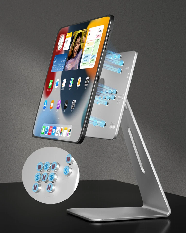 Supporto Magnetico Regolabile In Alluminio Per iPad Pro 11/12.9/iPad Air Argento - Immagine 2 di 4