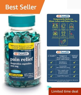 Effective Fever Reducer - Ibuprofen 200mg Softgels, 240 Count for Pain Relief