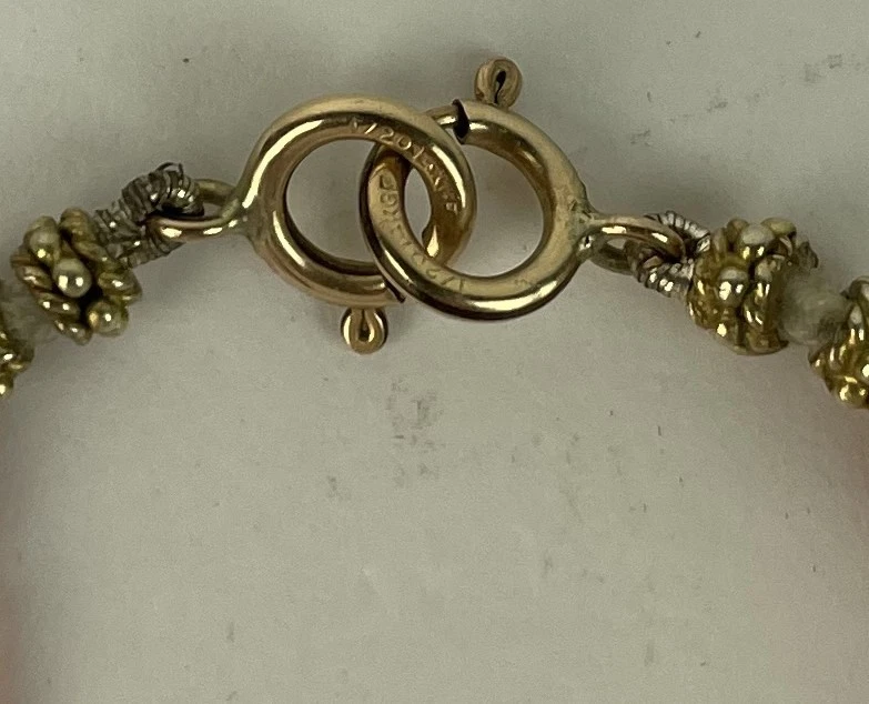 Collar artesanal vintage genuino de coral, perlas, granate, topacio de 3 hilos GP, 16,5" Foto 4 de 4