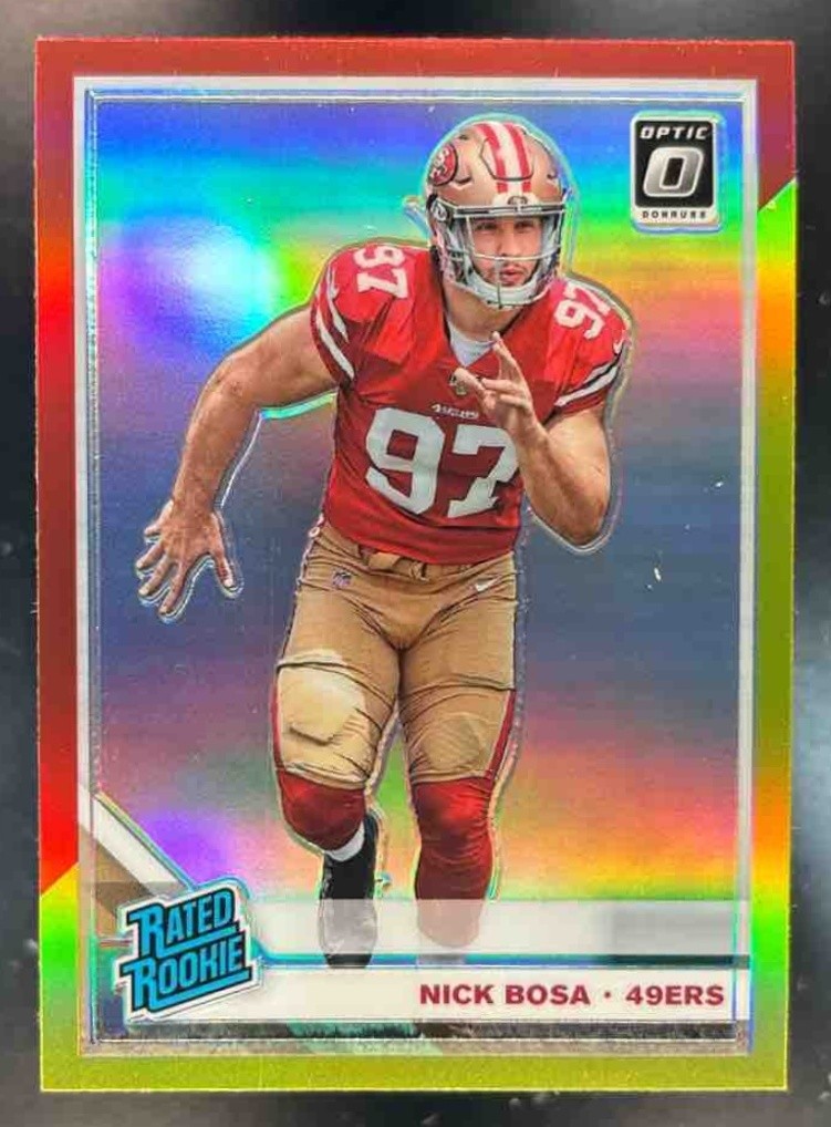 2019 Panini Donruss Optic Nick Bosa Red and Yellow #168 RC San Francisco 49ers