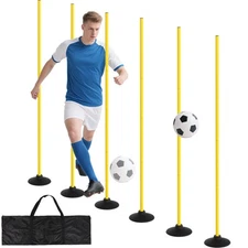 Soccer Agility Training Equipment 6 Soccer Agility Poles with Rubber Base