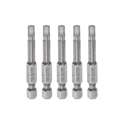 5pcs 5/32'' Hex Screwdriver Bit 1/4'' Hex Shank 2'' Length Magnetic Power Drill Bit