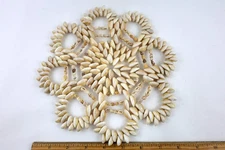 Vintage Cowrie Shell Seashell 9"D Trivet Doily Beach House Boho Decor