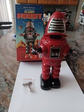 Planet Robot Mechanical Wind-Up Chrome Silver MS430 Tin Toy Schylling Ha Ha Toys