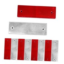 10 PCS Rectangular Safety Reflectors - Plastic Self Adhesive - Red White