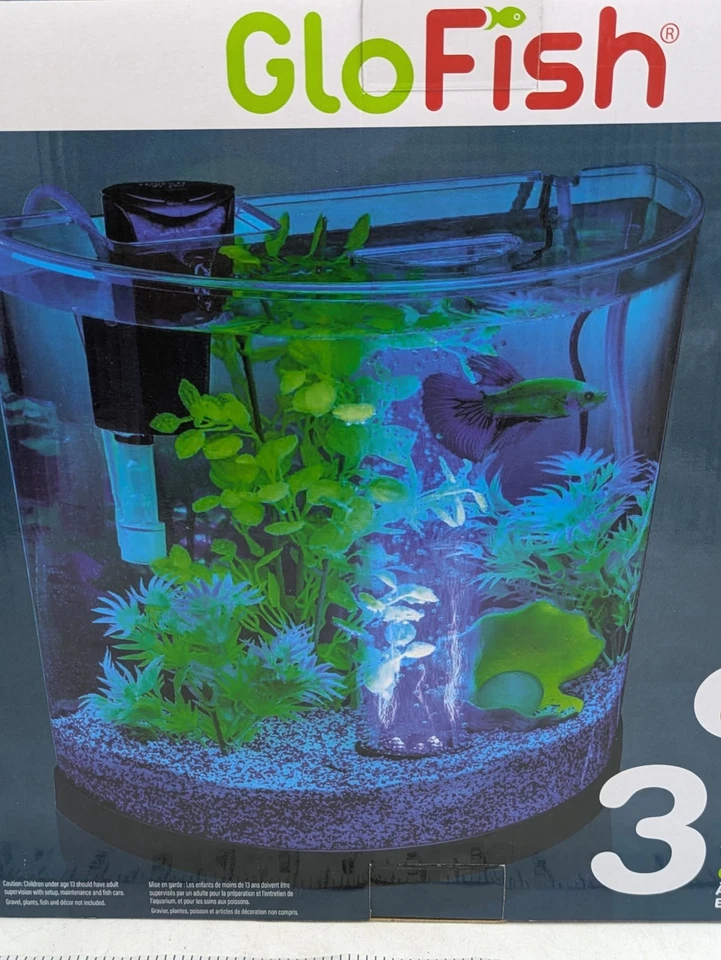 GloFish 3 Gallon Bubbling Betta Aquarium Kit w/ LED Light & Tetra Filter – New - Image 3 of 4