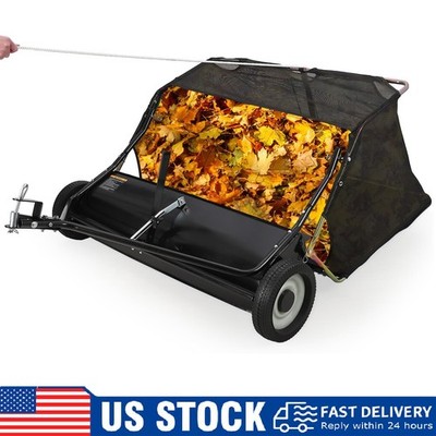 42'' Tow Behind Lawn Sweeper Leaf Grass Collector ,Yard Lawn Sweeper Adjustable