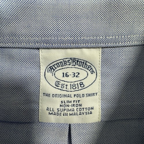 Brooks Brothers Herren SLIM FIT bügelfrei Tasche blau gestreift Anzughemd 16-35 - Bild 3 von 12