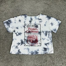 Disney Shirt Womens XS White Blue Pirates Of The Caribbean Avast Mateys Casual