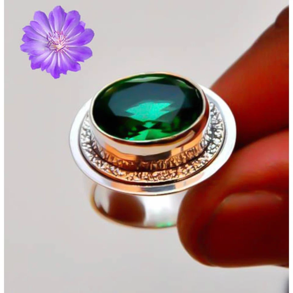 Chrome Diopside Gemstone 925 Sterling Silver Ring Handmade Jewelry Ring Gift - Image 2 of 2