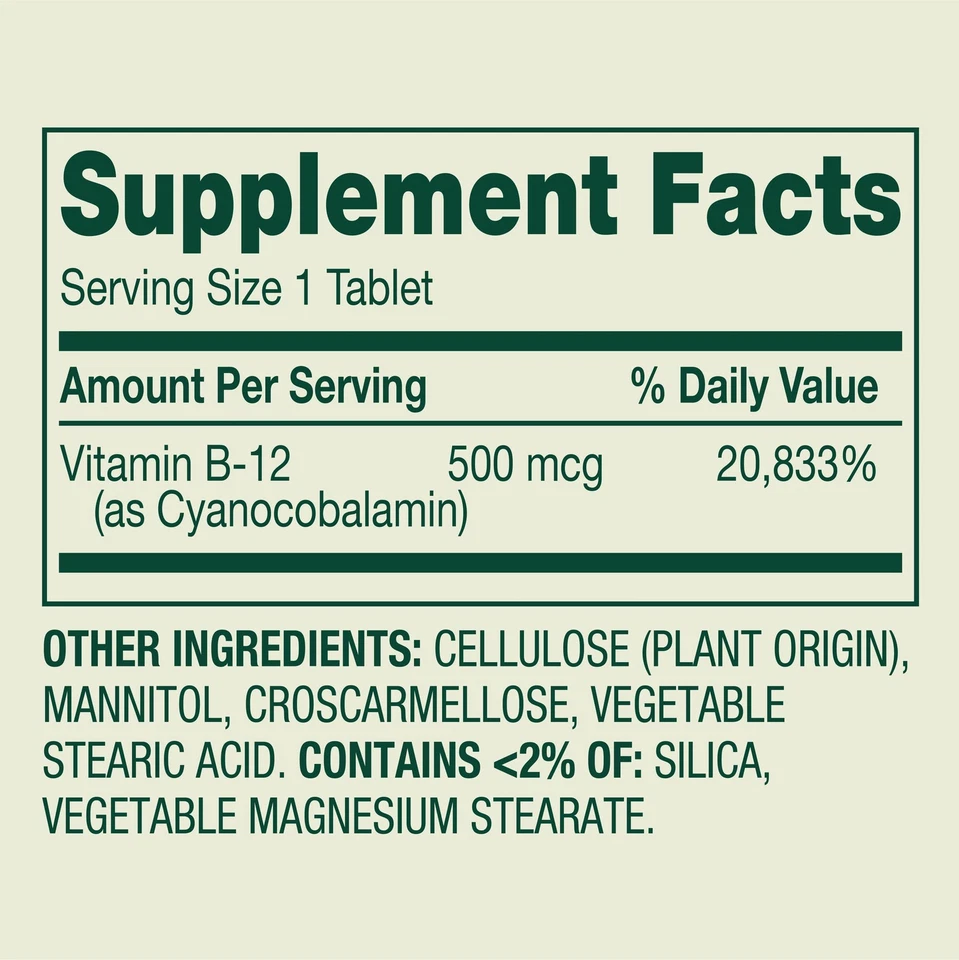 Spring Valley Vitamin B12 Tablets, 500 mcg, 100 Count - Image 2 of 4