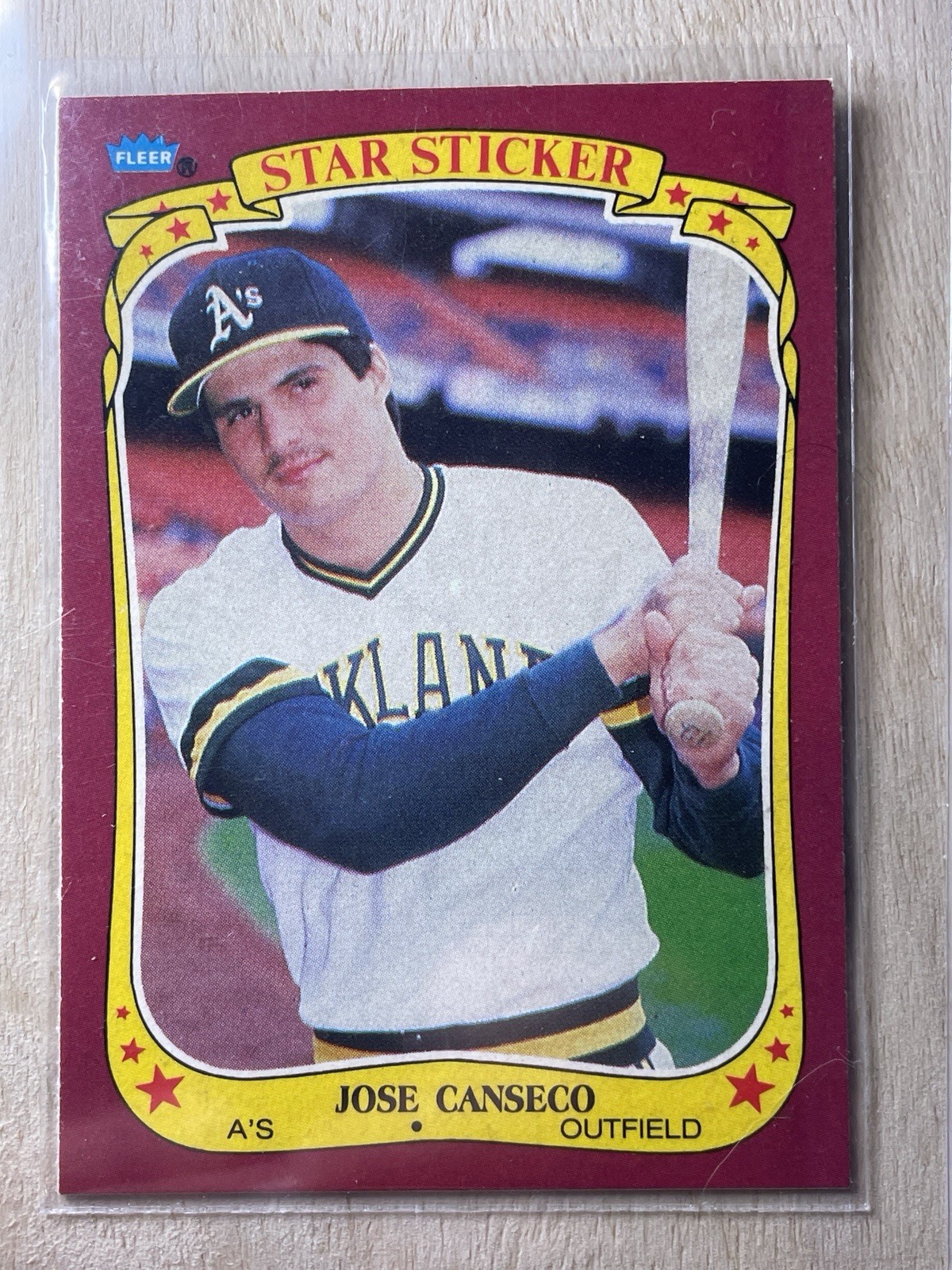1986 Fleer Star Stickers Jose Canseco Oakland Athletics #19
