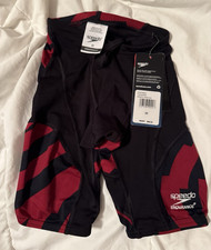 Speedo Endurance youth Jammer Swim Bottom Black/Red Geometric Size 22